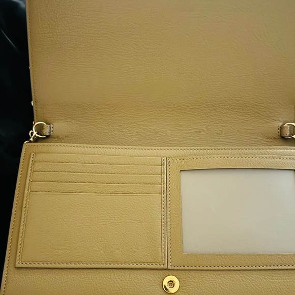 Yves Saint Laurent Khaki Belle de Jour Wallet on a Chain with Gold Chain - Picture 9 of 9